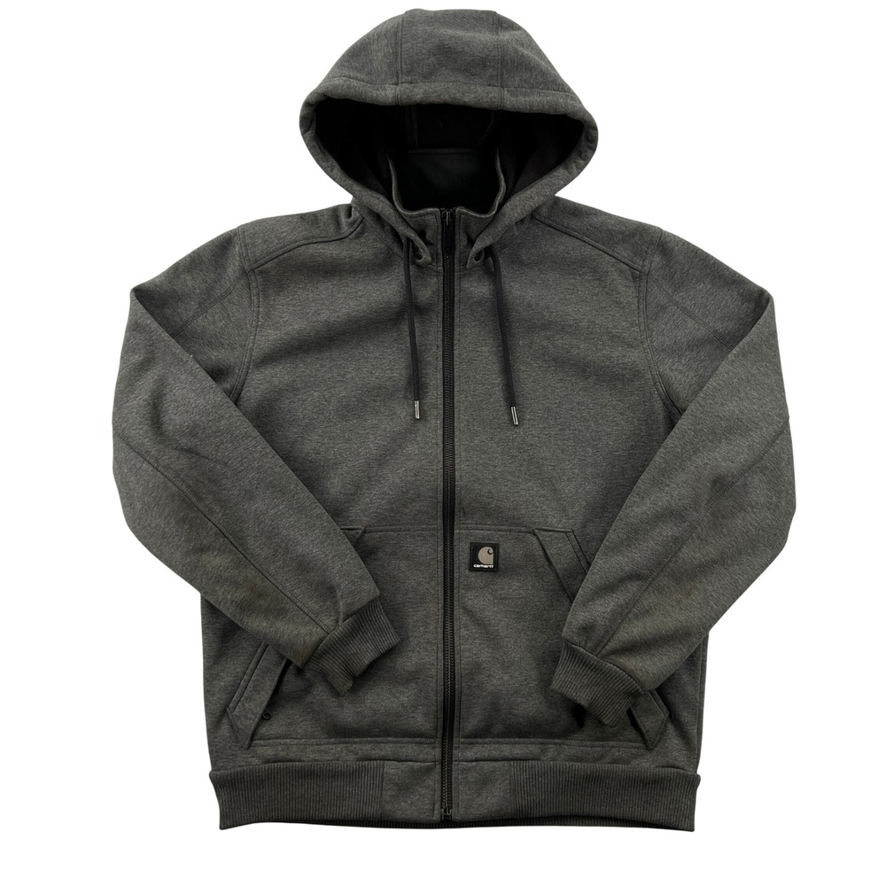 Carhartt Wind Fighter Mens Medium Relaxed Fit Full Zip Hoodie Grey Detach Hood